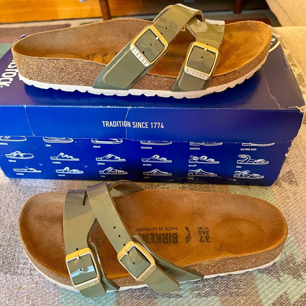 Birkenstock Yao Balance Sandals– Patent Khaki Green – 37 N